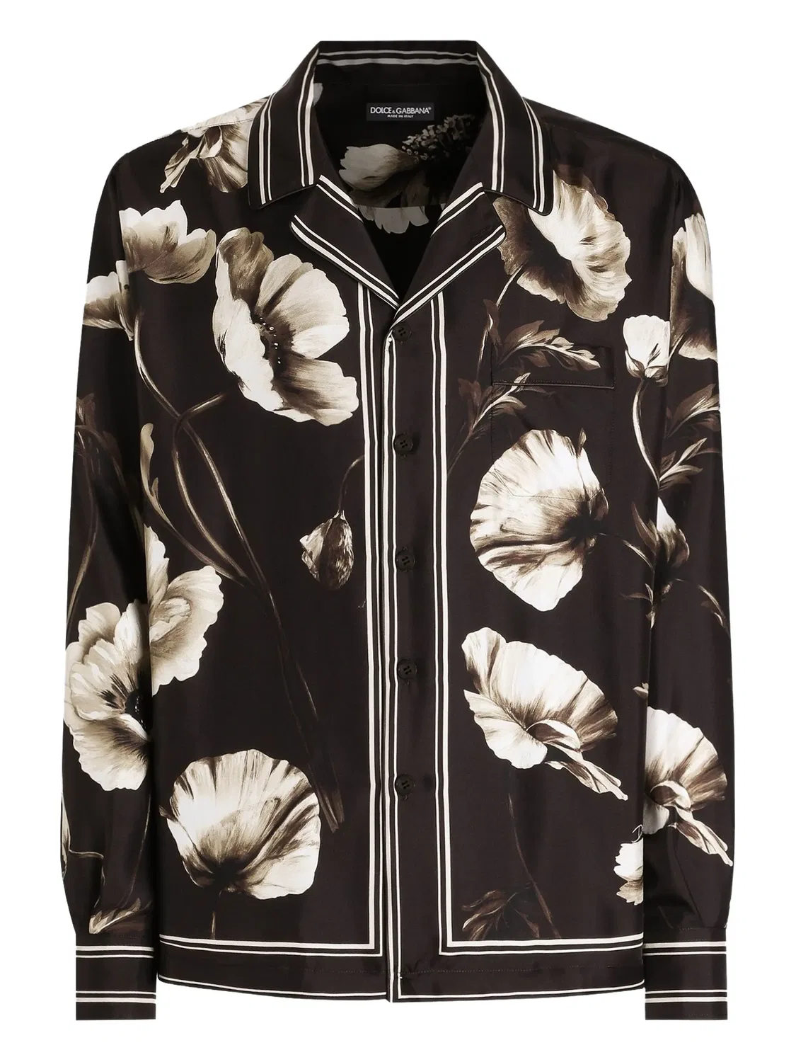 Рубашка с рисунком маков Dolce & Gabbana, коричневый