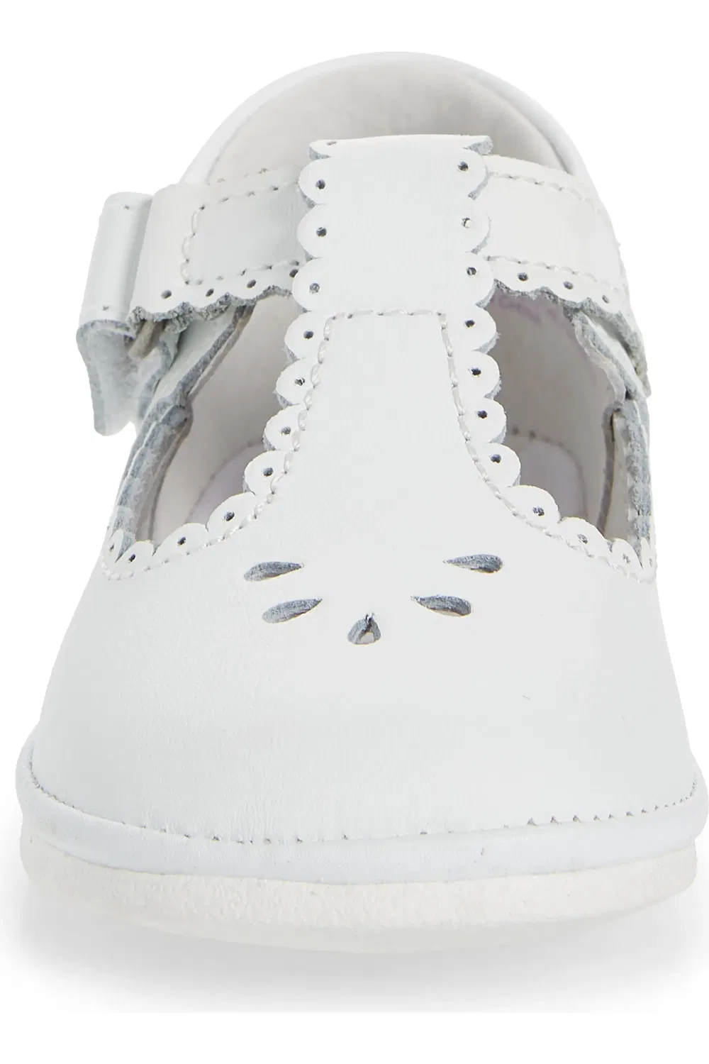 Детские туфли T-strap с кожаной подкладкой Dottie Scalloped L'AMOUR, белый — фото 4