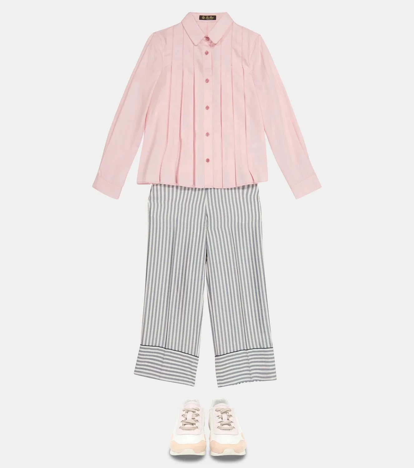 Блузка плиссированная с длинным рукавом Ambre Loro Piana Kids, розовый — фото 2