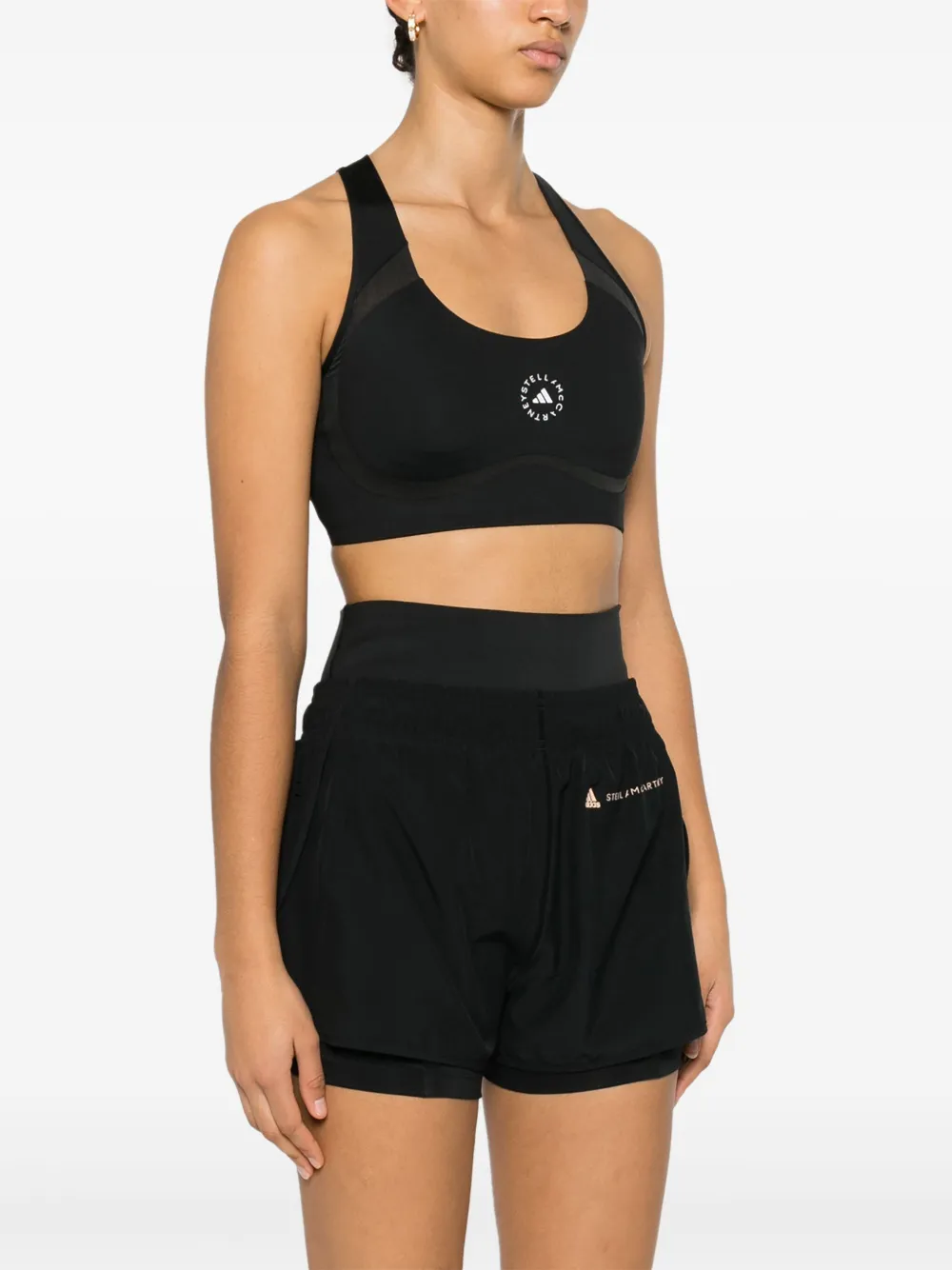 Спортивный бюстгальтер с логотипом Adidas by Stella McCartney, черный — фото 3