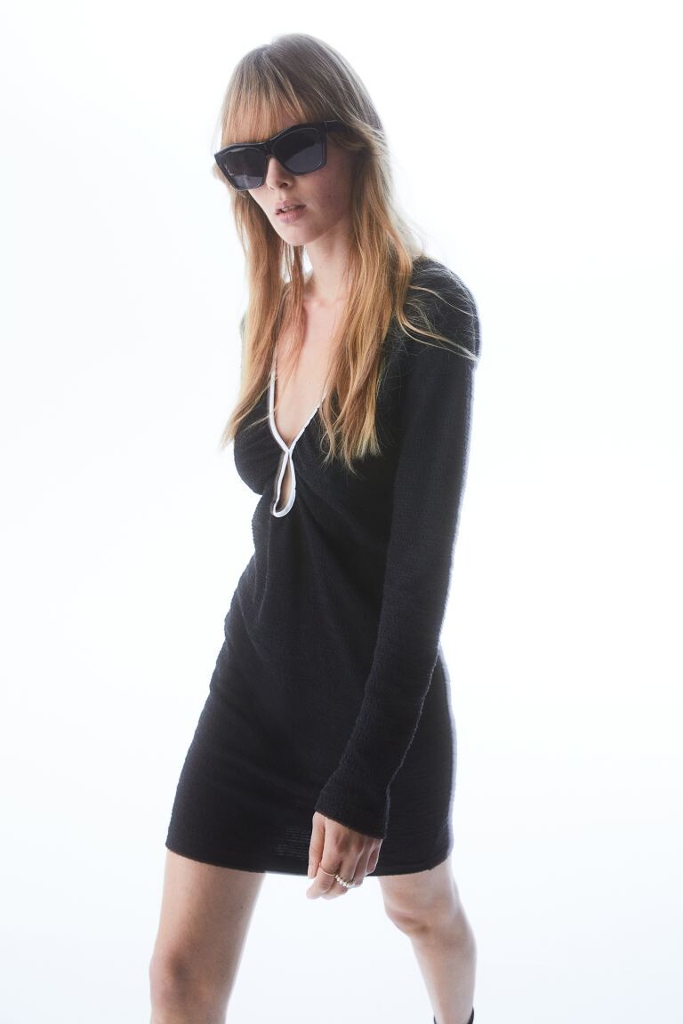 

Платье из букле с вырезами H&M, черно-белый, Черный, Платье из букле с вырезами H&M, черно-белый