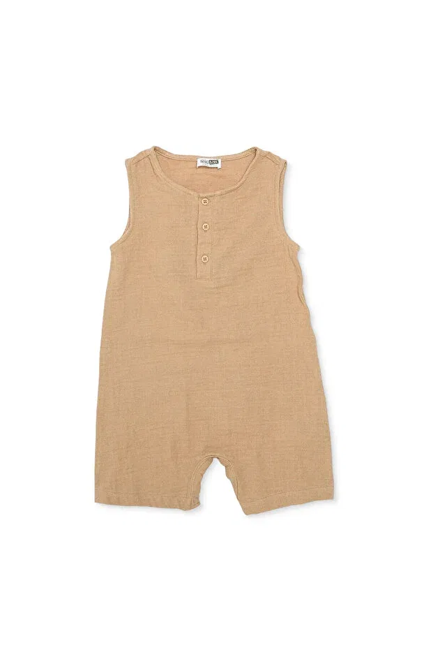 Детский комбинезон для мальчиков с коротким рукавом Ebebek Hello Baby, Beige