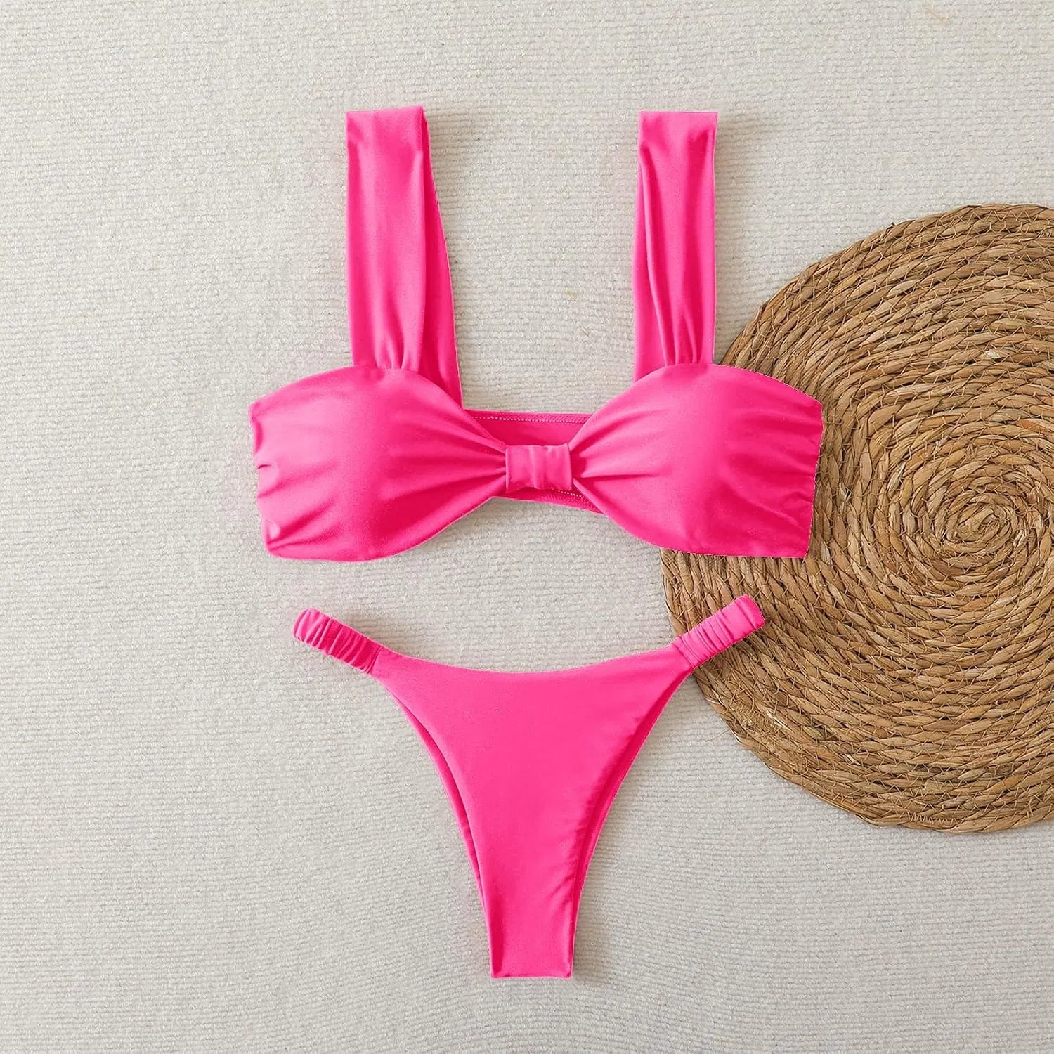 Женский бикини-сет с высокой линией бедра, Hot Pink — фото 3
