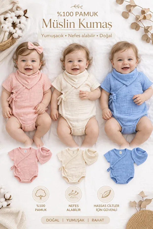 Детское боди-комбинезон для девочек хлопковый комплект 2 шт Basics Babyzz, Powder — фото 3