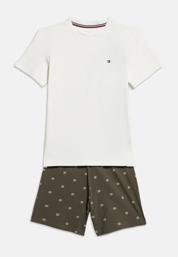 Комплект пижамы с принтом Signature essential shorts pyjama set Tommy Hilfiger, ecru, экрю
