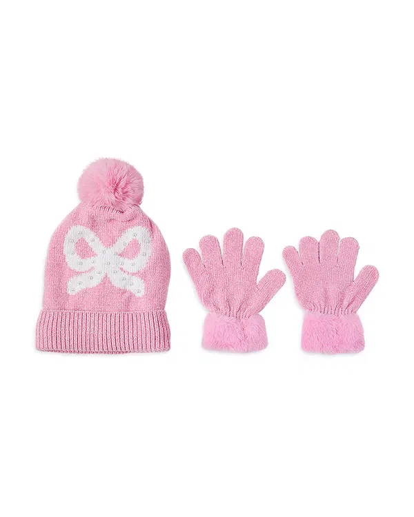 Детский комплект шапки и перчаток для девочек с бантом Omg Accessories, Bubble Gum