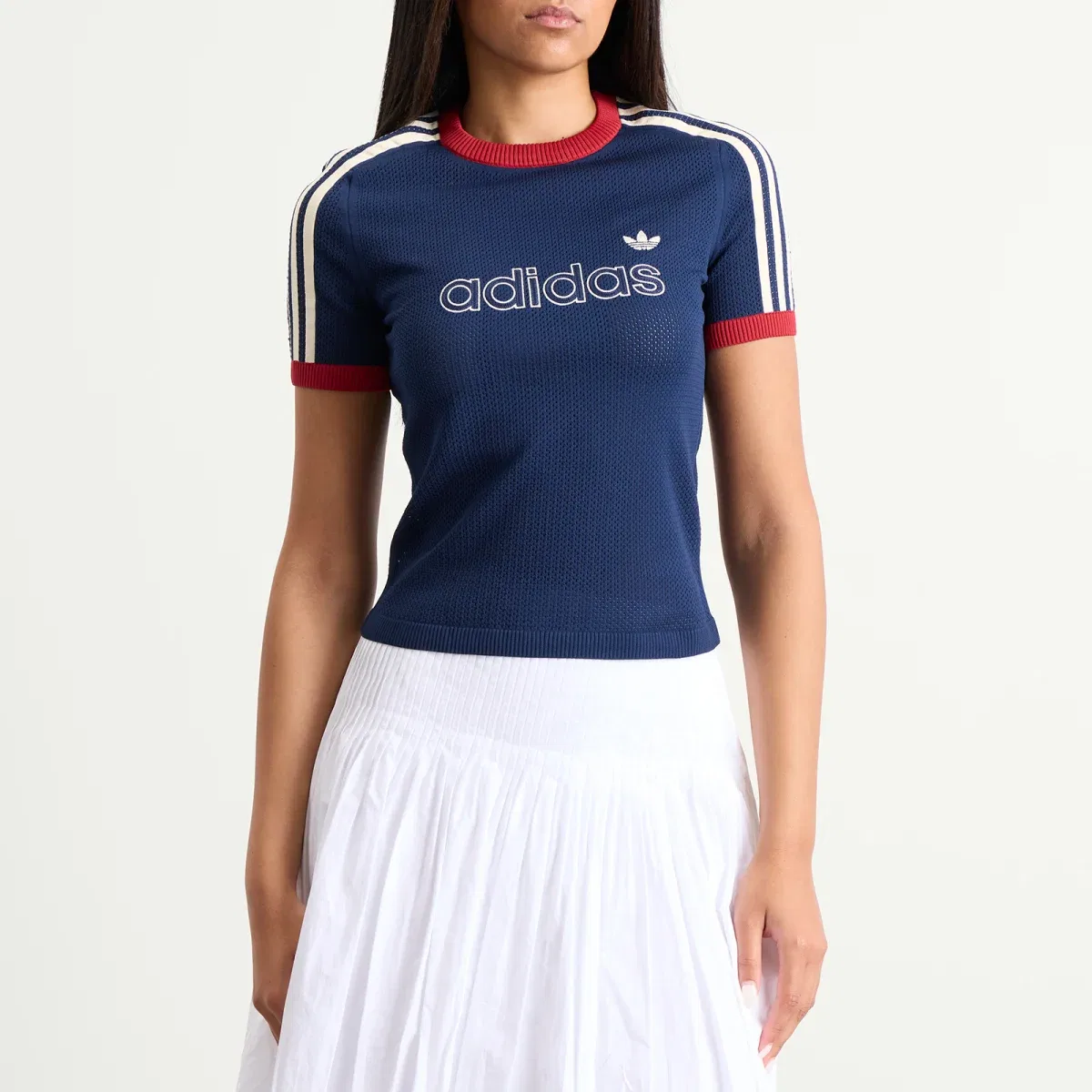 Футболка с сетчатой текстурой Cali Adidas, Night Indigo & Team Victory Red & Warm Vanilla — фото 2