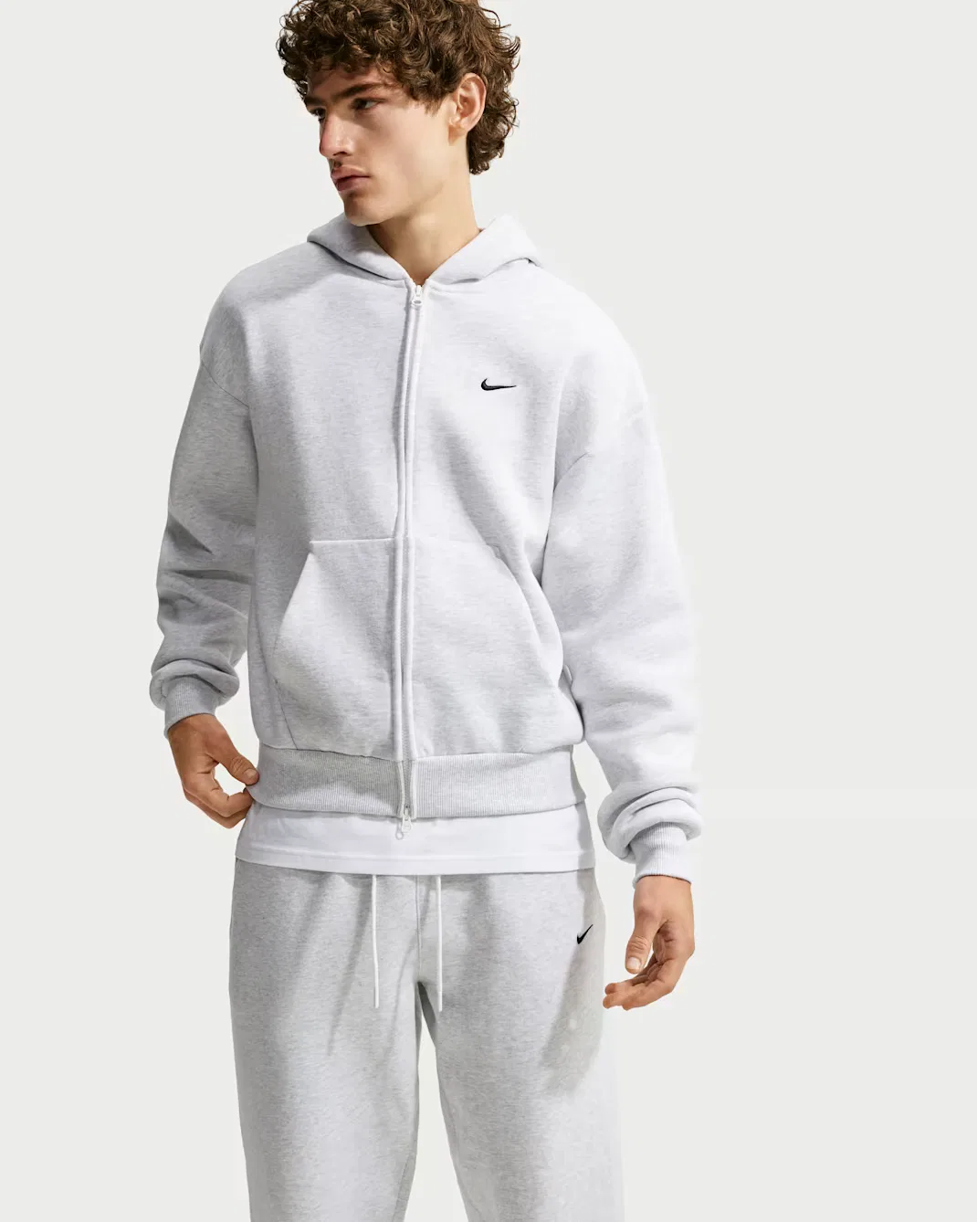 Мужская толстовка на молнии Nike Solo Fleece, Birch Heather/Black