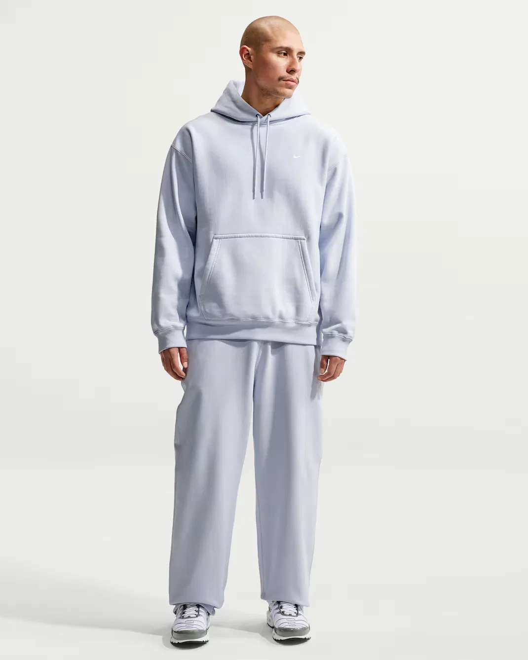 Мужская толстовка с капюшоном Nike Solo Swoosh, Football Grey/White — фото 4