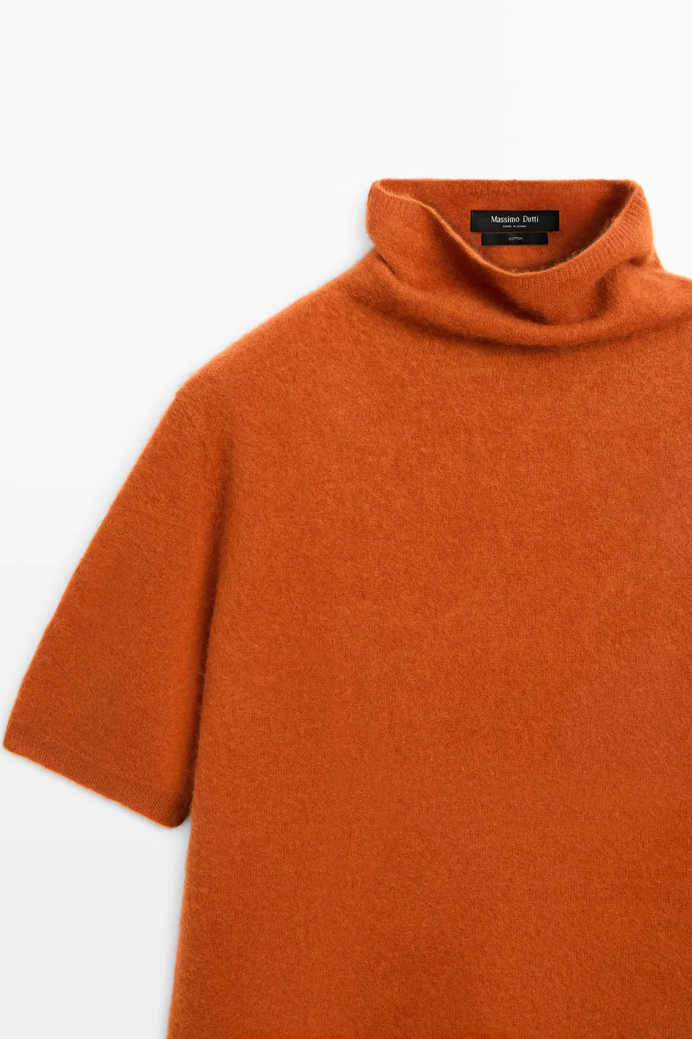 Свитер Massimo Dutti 100% Wool Oversize Short-Sleeve Knit, оранжевый — фото 4