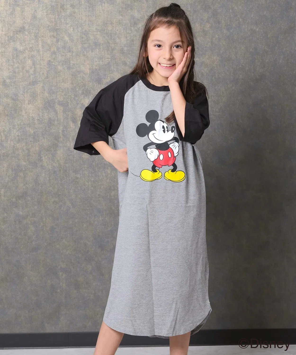 Детское платье для девочек оверсайз с принтом Mickey Disney, Grey
