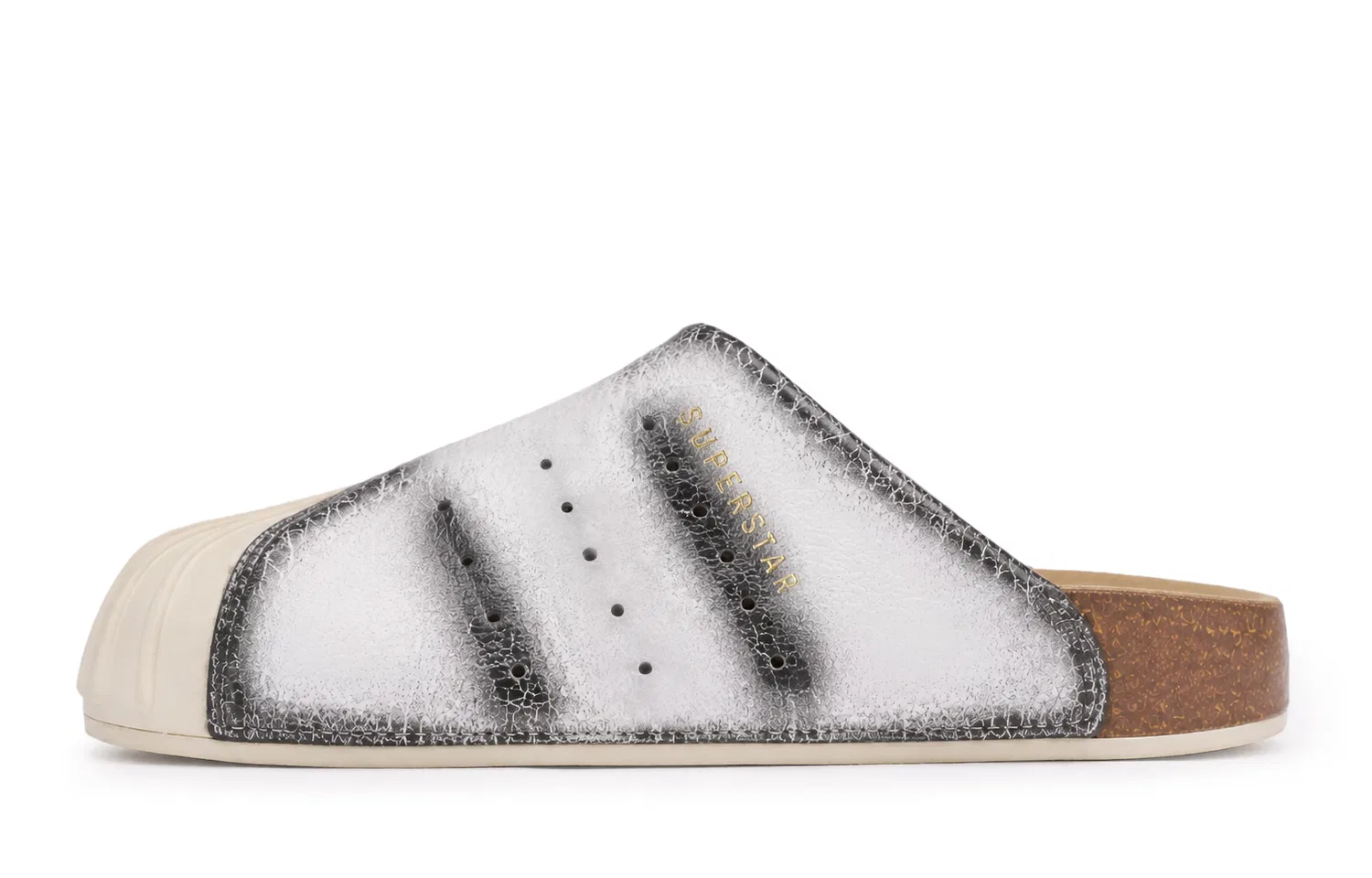 Детские закрытые тапочки с принтом Adidas Originals, Cracked Silver Case-White