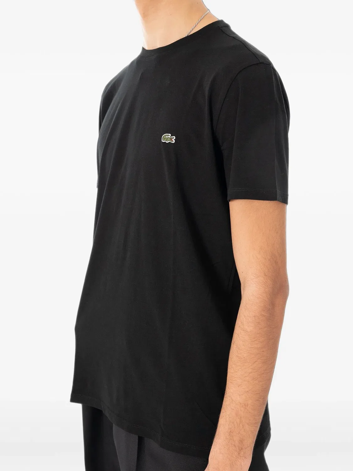 Футболка из хлопка пима черная Lacoste, черный — фото 2