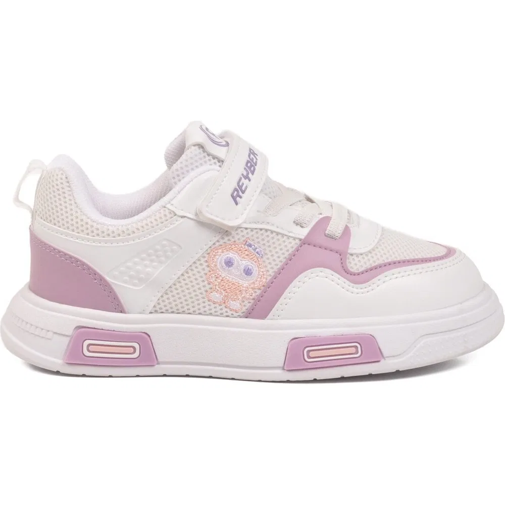 Детские спортивные кроссовки для девочек на липучках с сеткой, White Lilac Reyber
