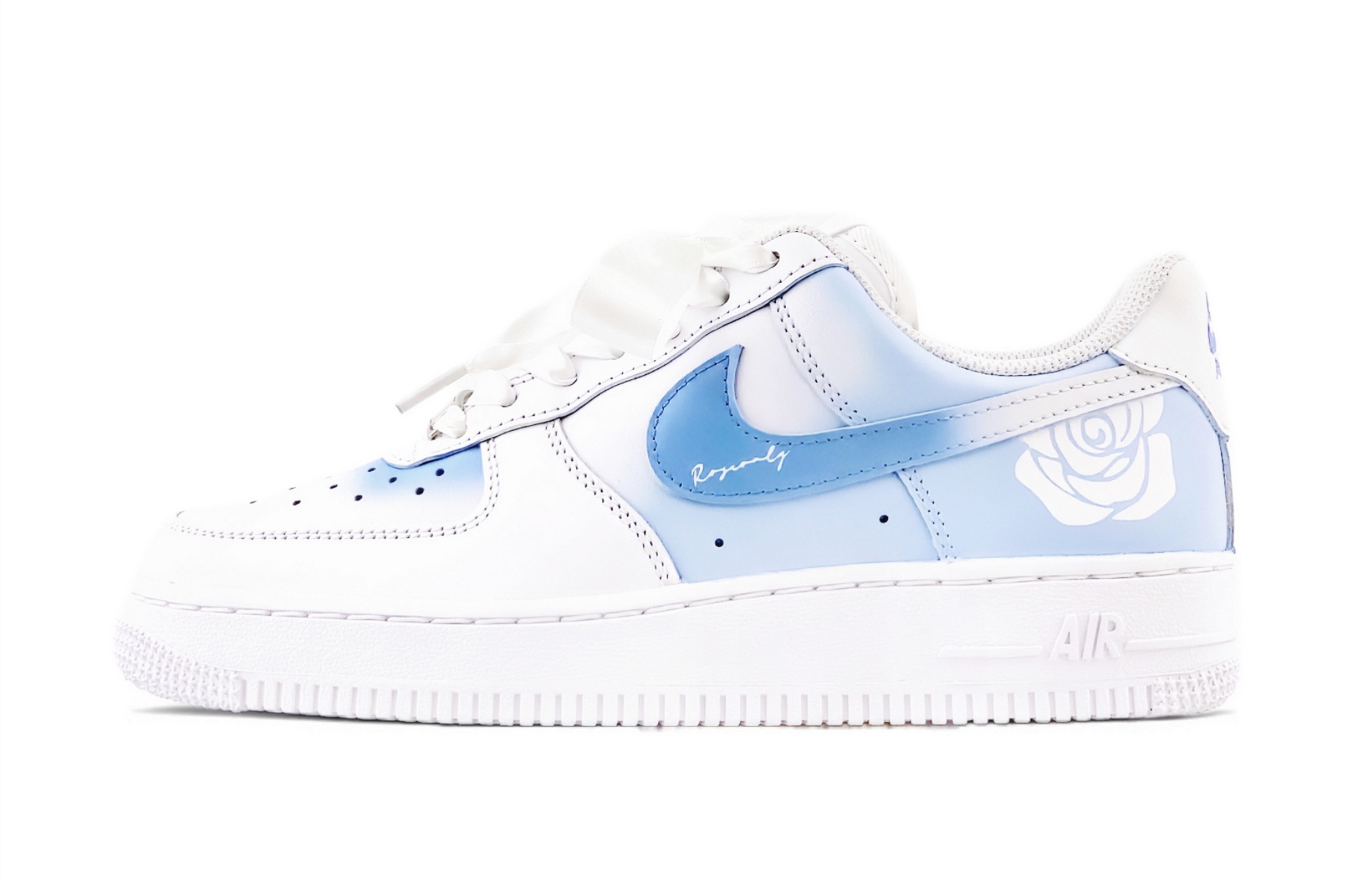 Кастомизированные кроссовки Nike Air Force 1 Skateboarding Shoes Women's Low-top, синий/белый