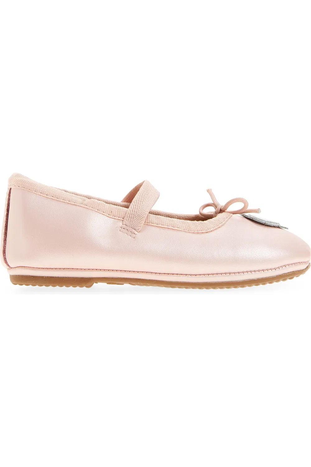 Детские туфли балетки с блестящим сердцем Heart Ruffle OLD SOLES, Dalia/Silver/Snow — фото 3