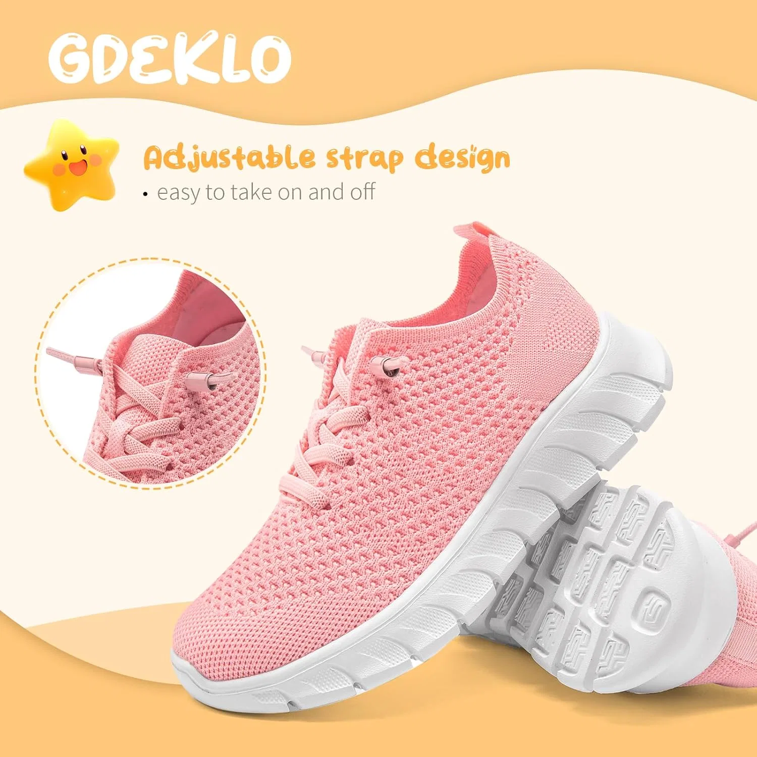 Детские кроссовки для мальчиков и девочек с принтом GDEKLO, Pink — фото 4