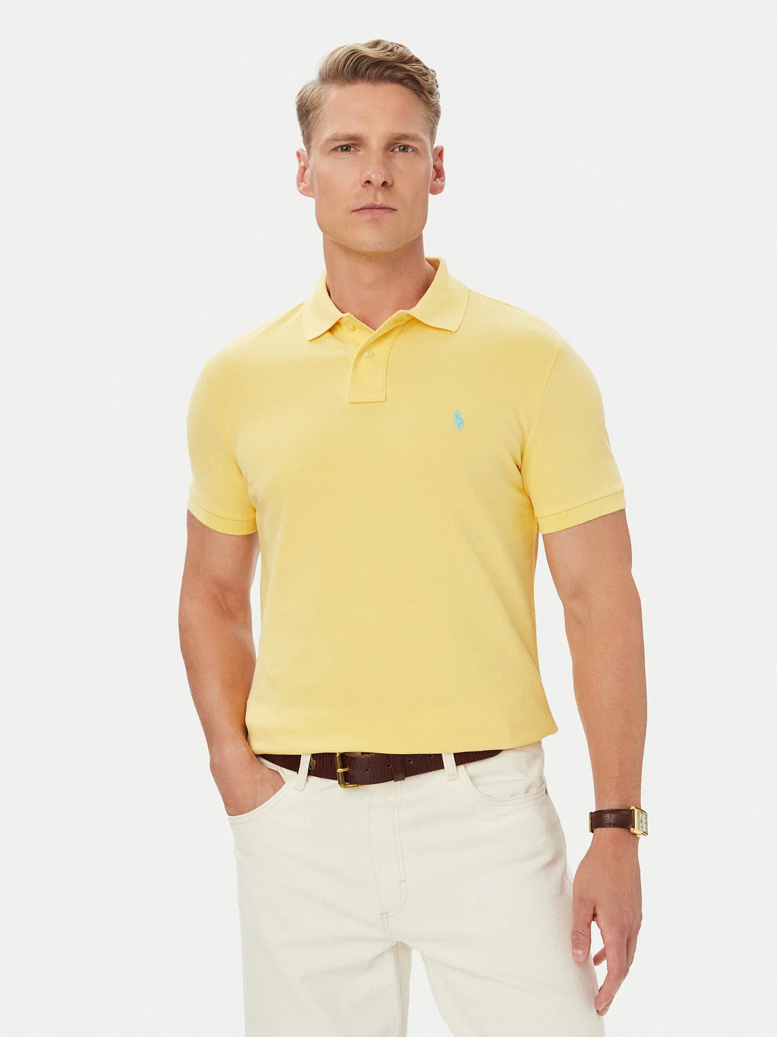 Мужское поло приталенного кроя Core Replen Polo Ralph Lauren, желтый