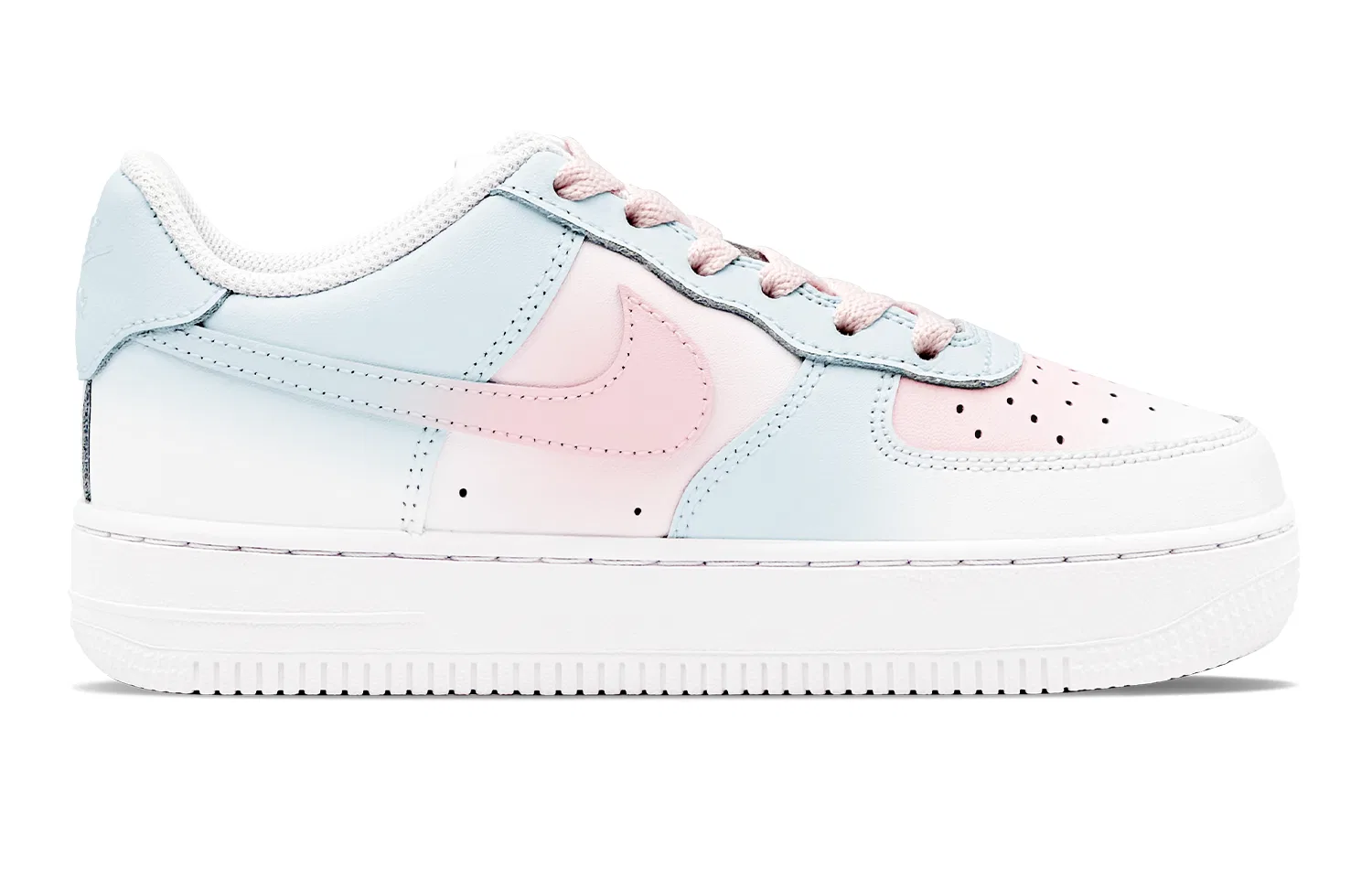 Кроссовки детские с принтом Nike Air Force 1 LE, Blue Pink — фото 4