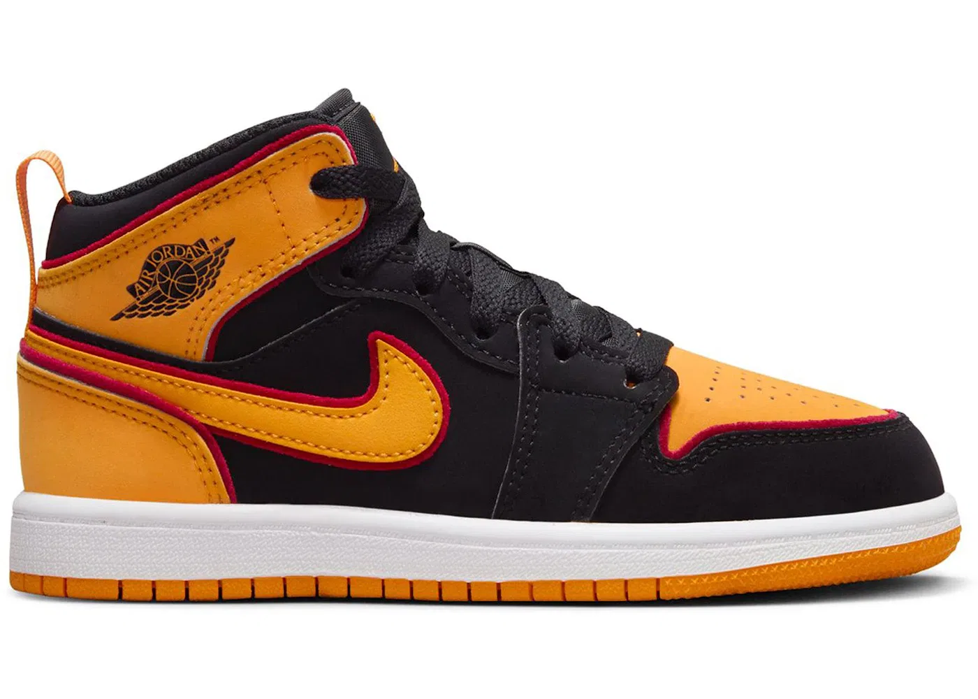 Детские кроссовки с высоким берцем Jordan 1 Mid SE Jordan, Black/Cardinal Red/White/Vivid Orange