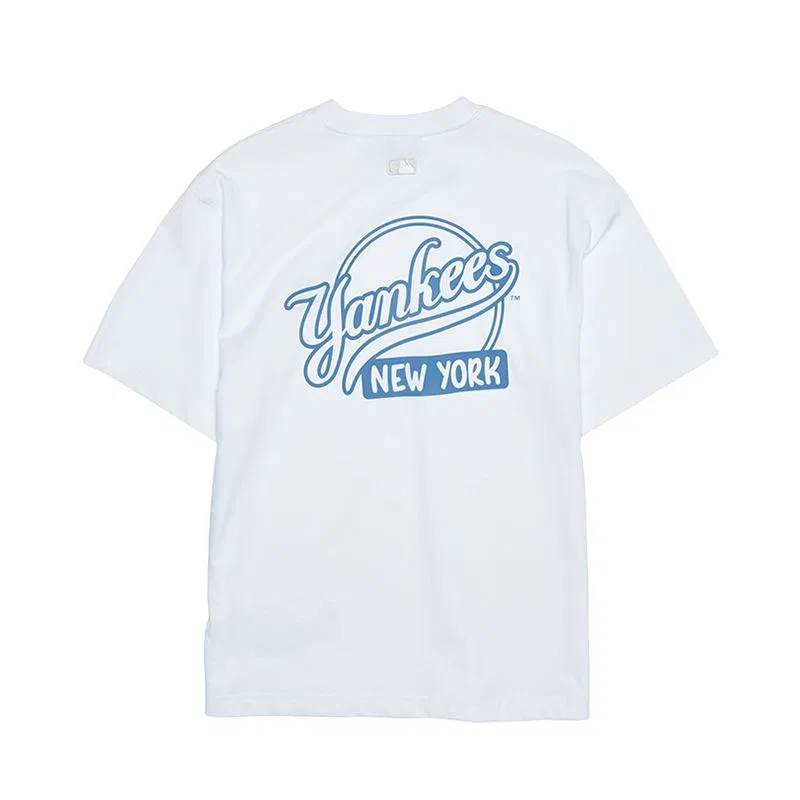 Детская футболка хлопковая MLB Basic New York Yankees SS25 T Shirt Unisex, Ecru — фото 3