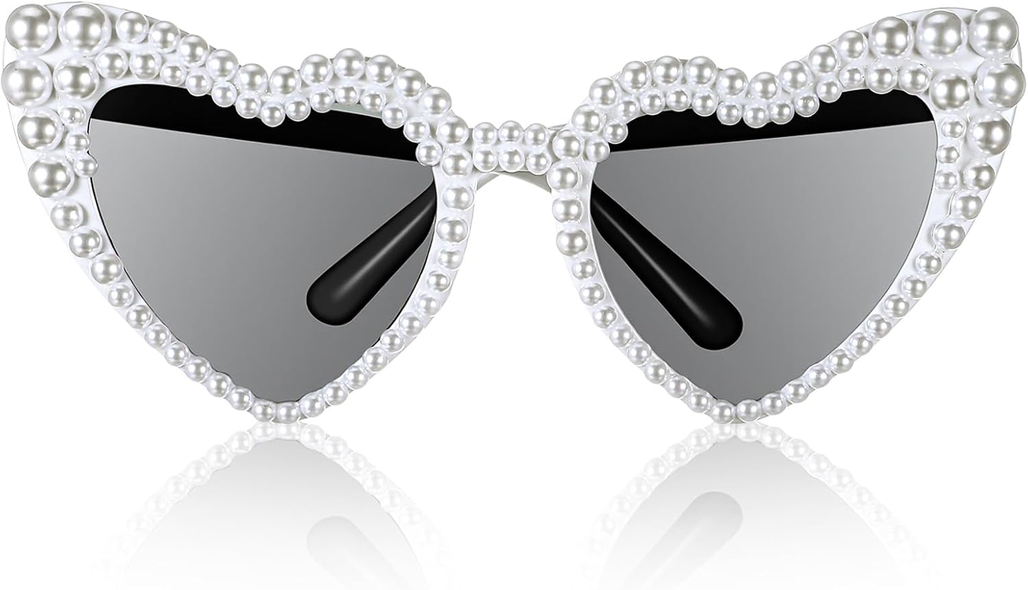 

Белые солнцезащитные очки в форме сердца для женщин, винтажные, с жемчужными вставками, милые очки в форме сердца для невесты, свадебного подарка или подарка на девичник Falzqq, WhiteMaterial: PolycarbonateDimensions: 15