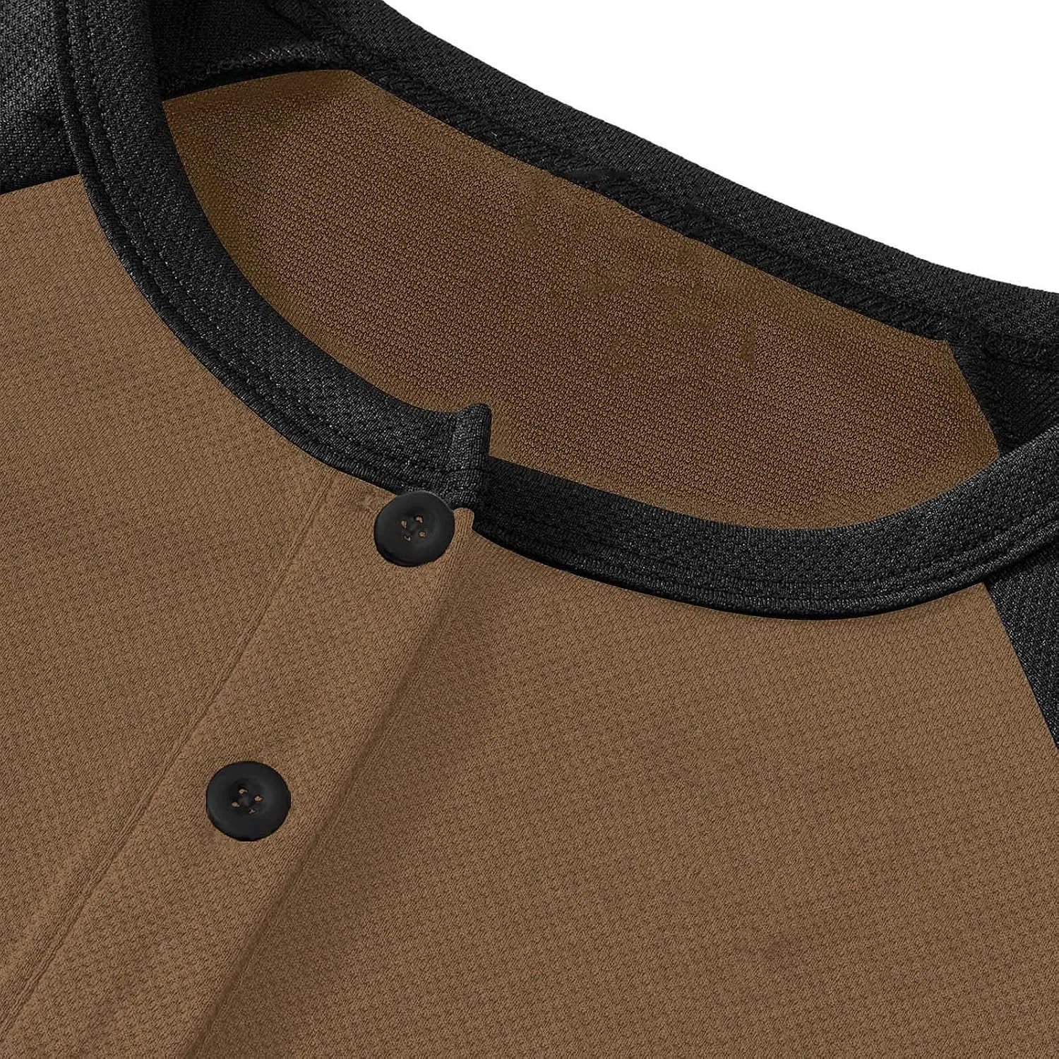Мужская футболка с длинным рукавом, Basic Button Henley, Brown — фото 4
