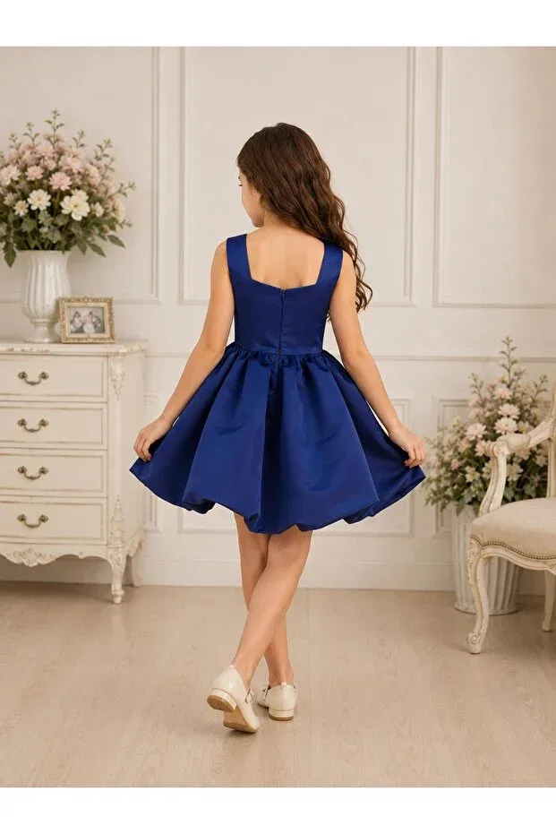Детское платье для девочек с принтом Balloon Skirt Special Occasion Evening Dress Lunavella, Navy Blue — фото 3