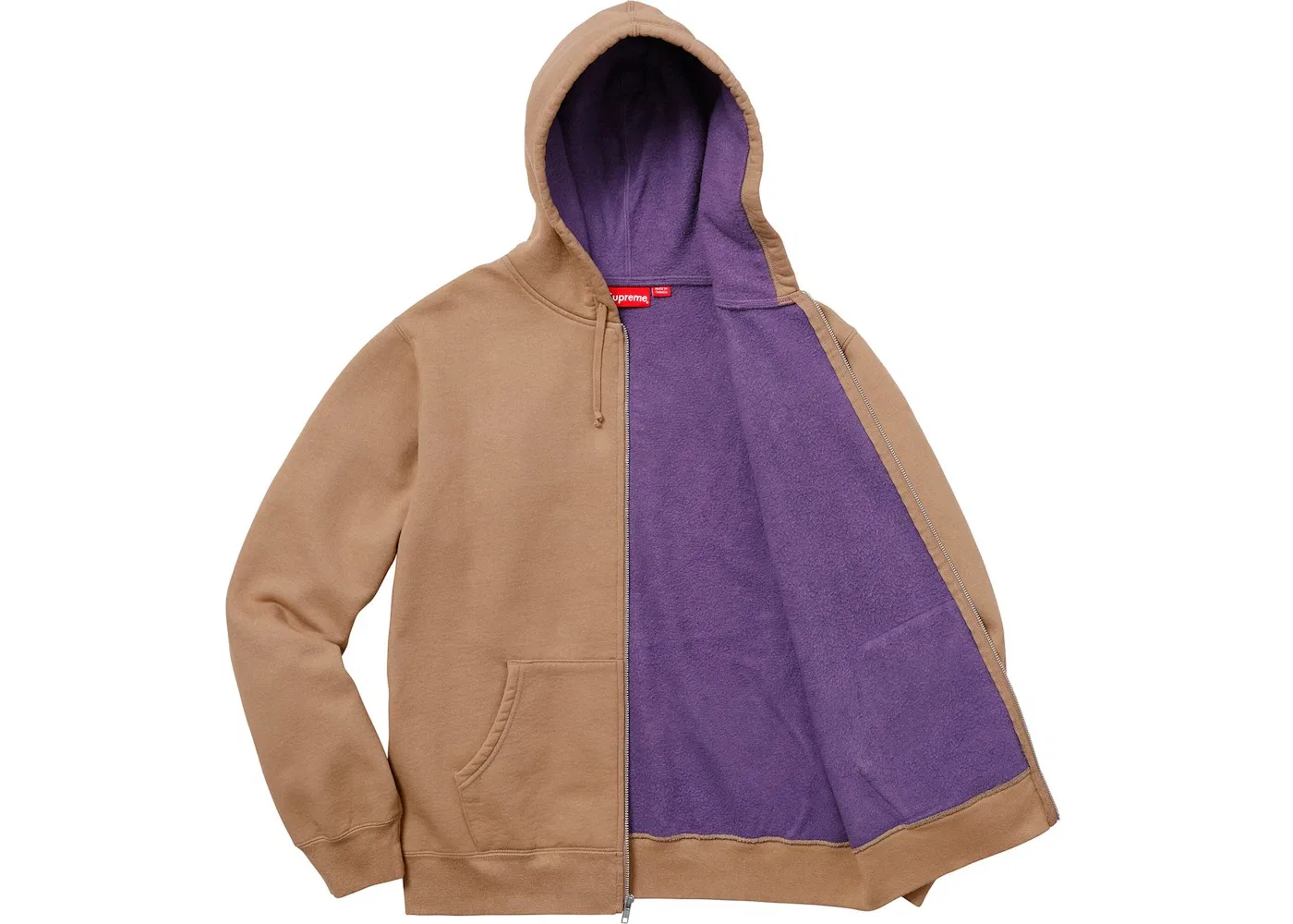 Мужская худи с контрастной молнией Supreme Sweatshirt, Light Brown — фото 2