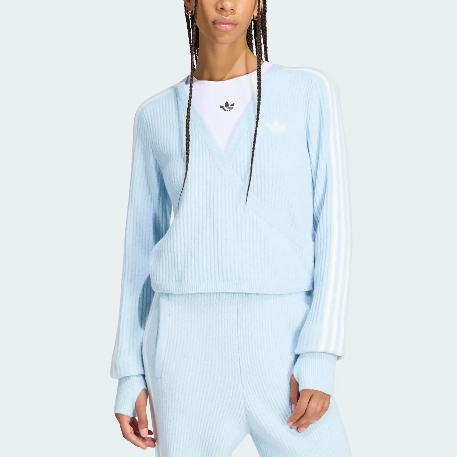 Женский кардиган V-образным вырезом Adidas Originals X Jennie, Blue — фото 3