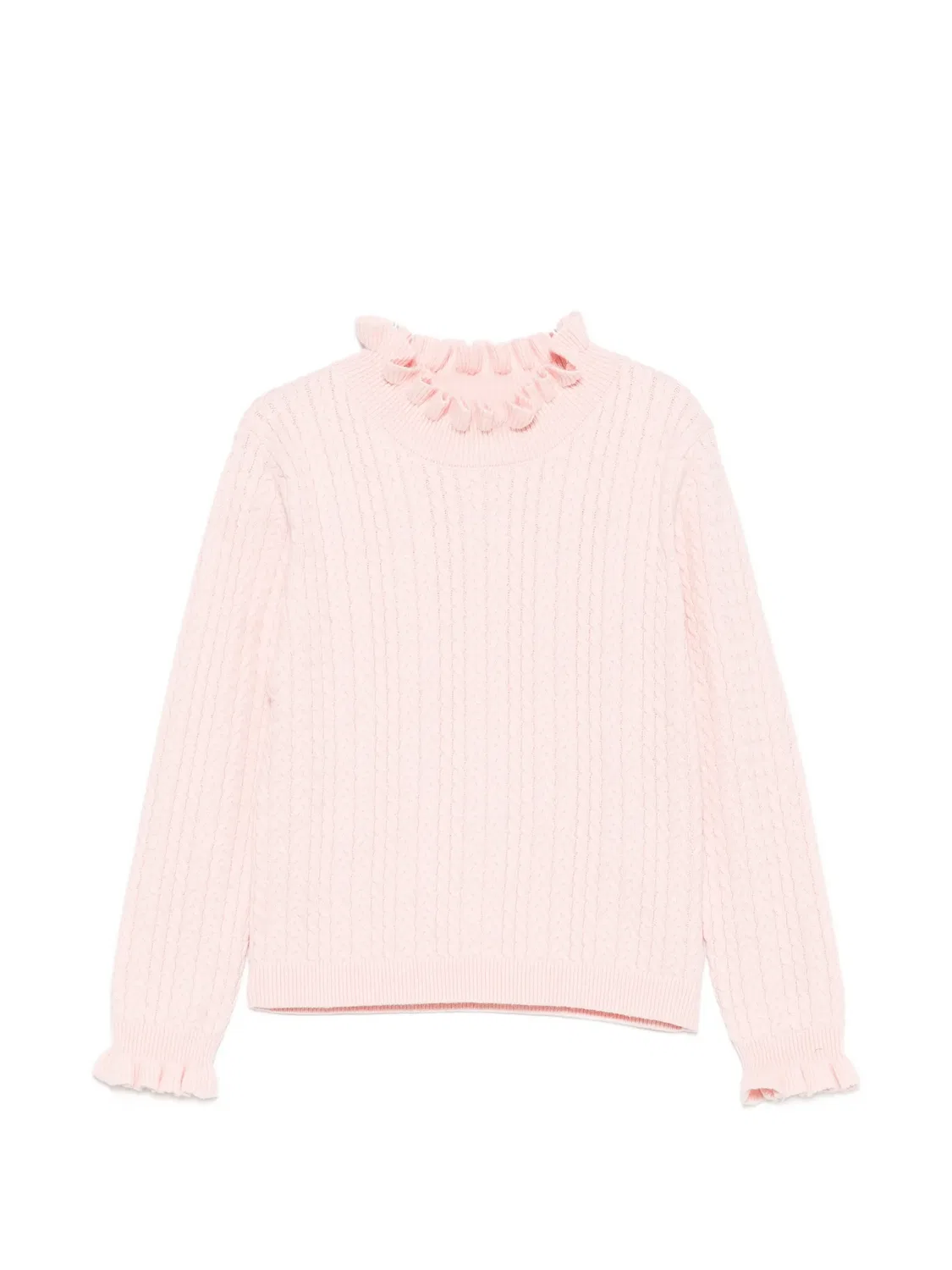 Свитер фактурной вязки с оборками Louise Misha Kids, розовый