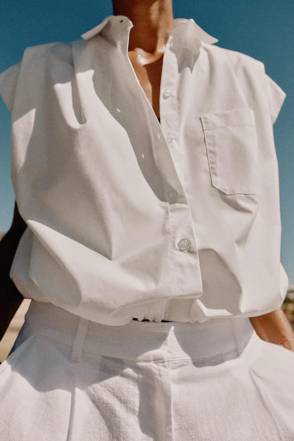 Укороченная рубашка с воздушным шаром ZARA, White — фото 4