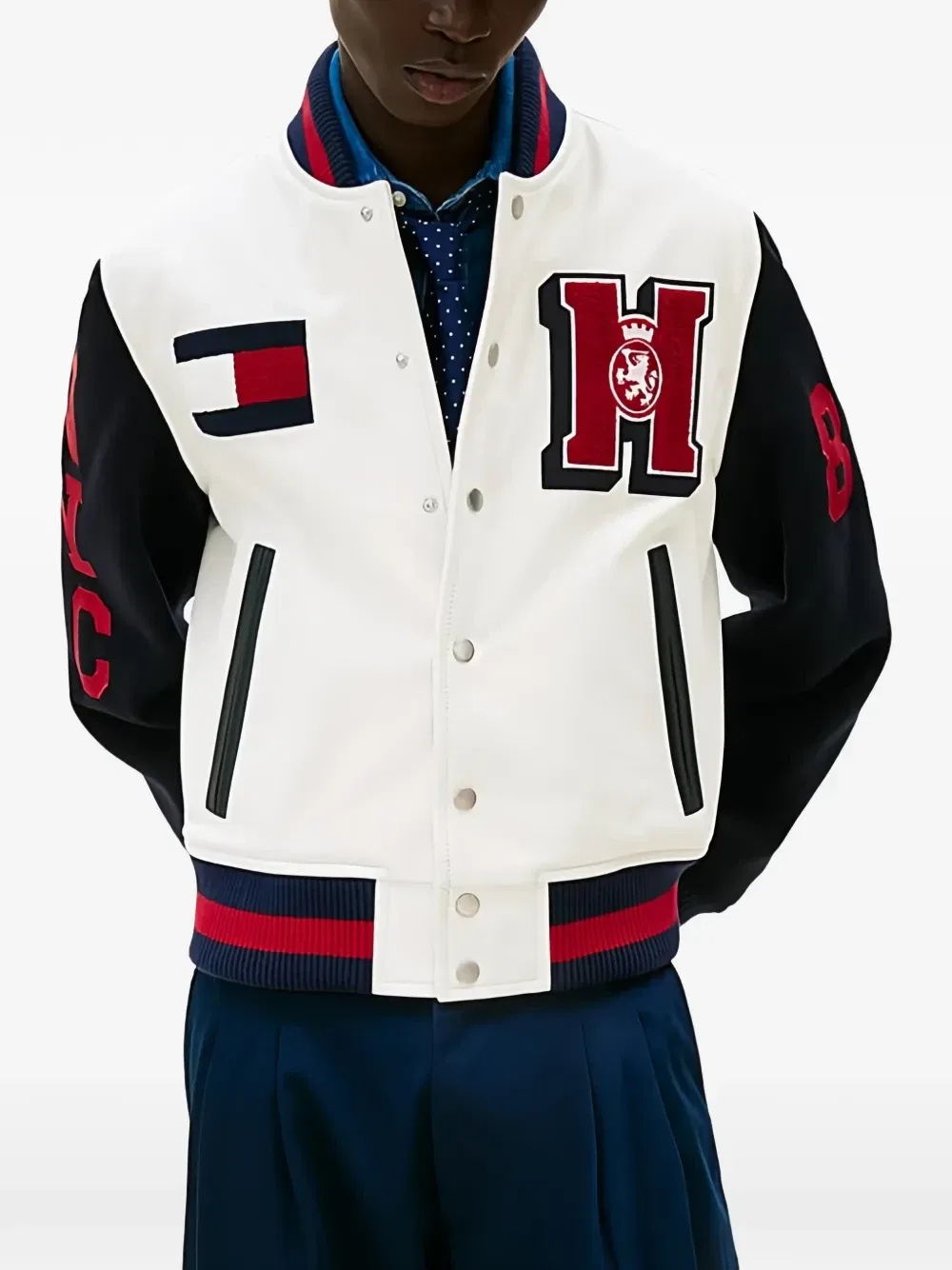 Кожаная куртка с логотипом-аппликацией Tommy Hilfiger, белый — фото 3