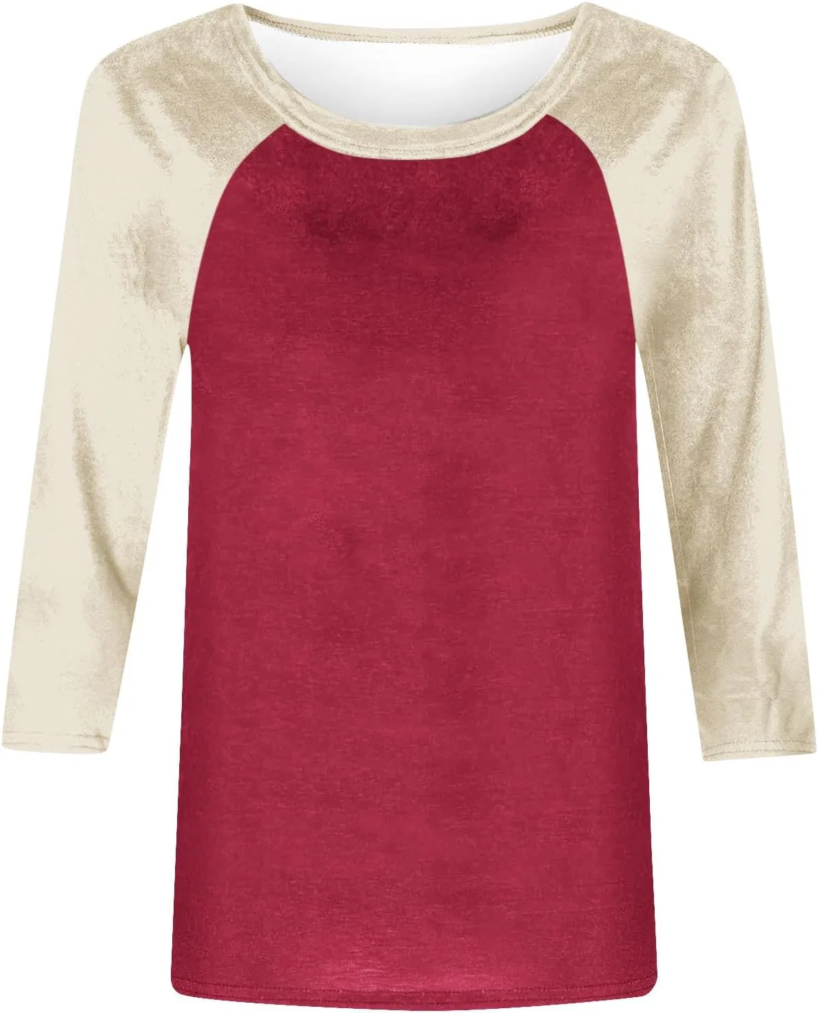 Женская футболка с рукавом 3/4 Color Block Raglan Tshirt, Red-3 — фото 3