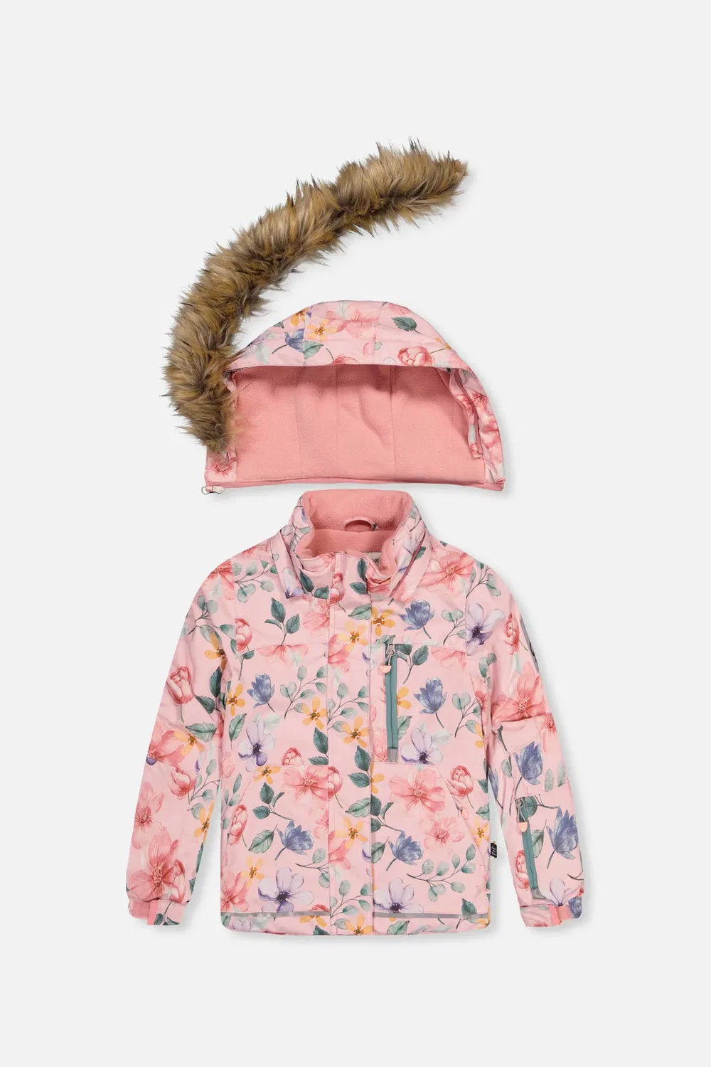 Детский зимний комплект из куртки и штанов с цветочным принтом Deux par Deux, Pink Flower Print — фото 4