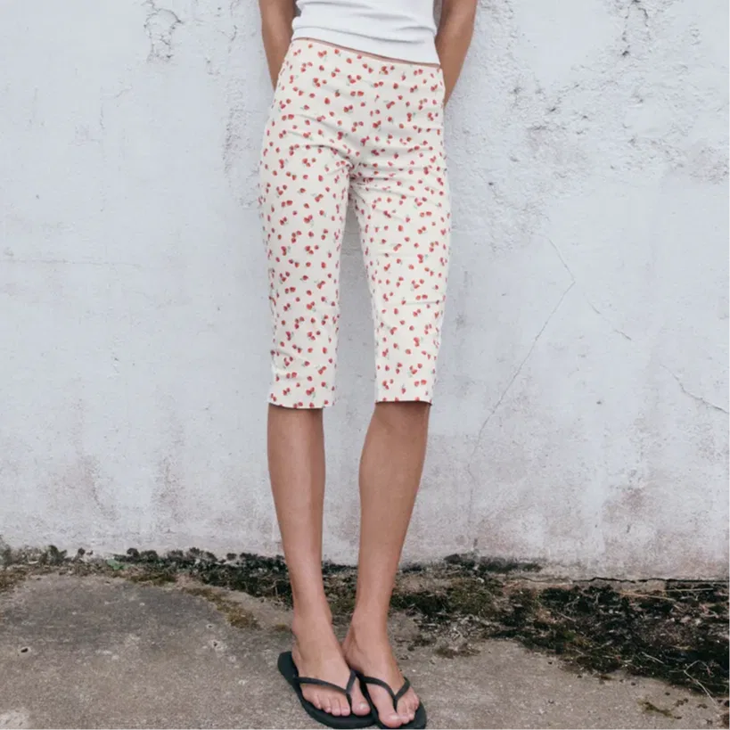 Женские шорты Casual с принтом, ZARA, White/Red — фото 4