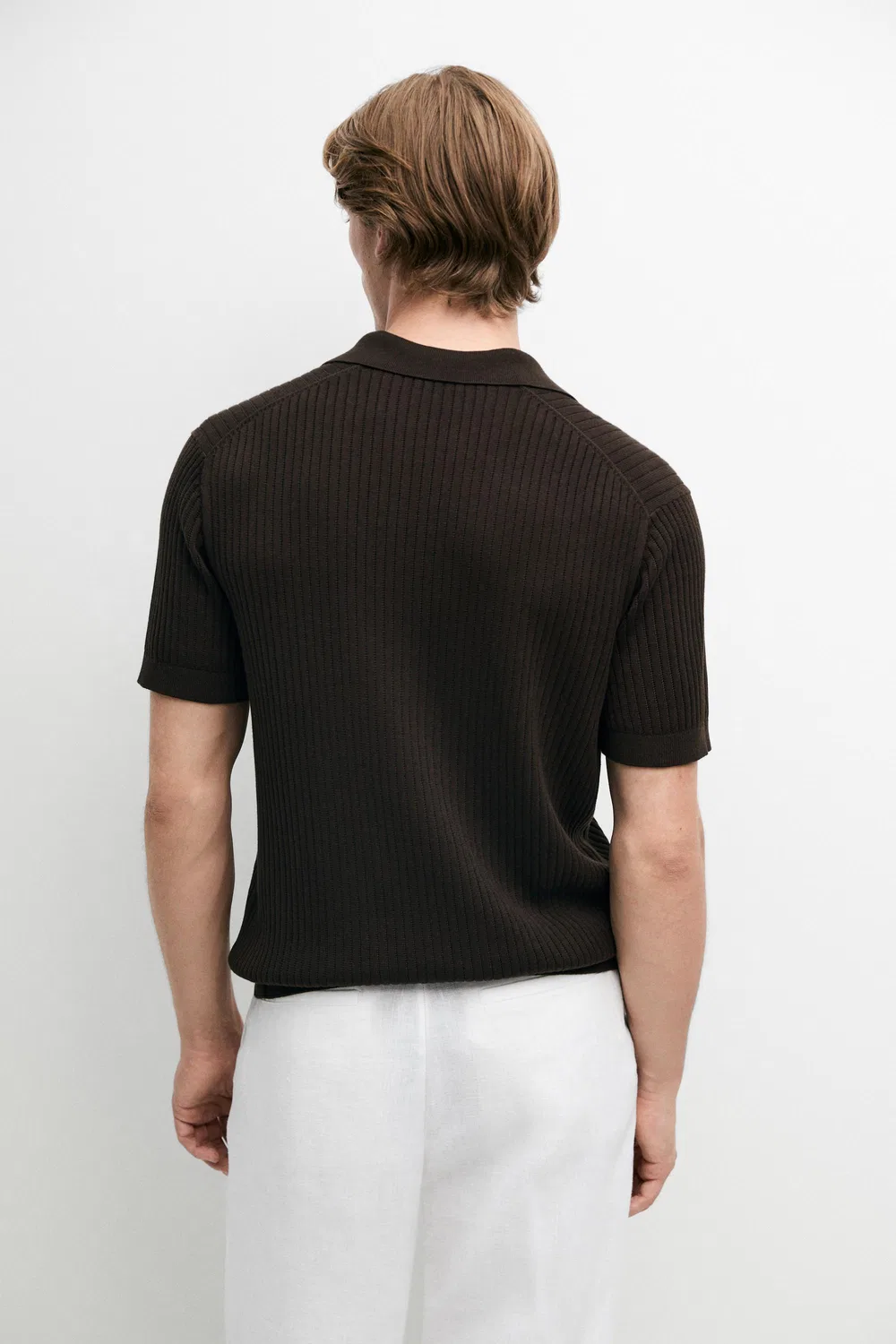 Поло Massimo Dutti, из хлопка, коричневый меланж — фото 3
