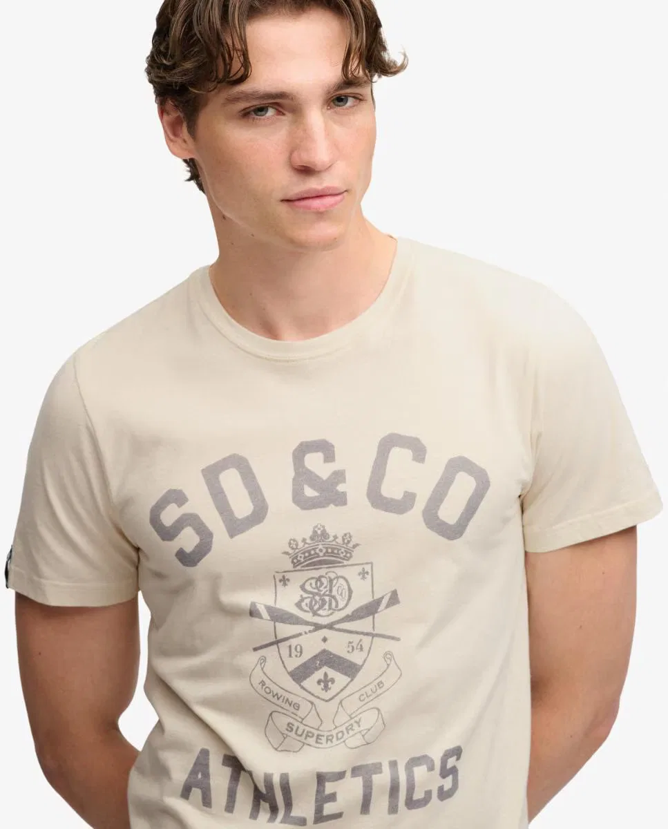 Мужская футболка, Gothic Varsity, Superdry, бежевый — фото 3