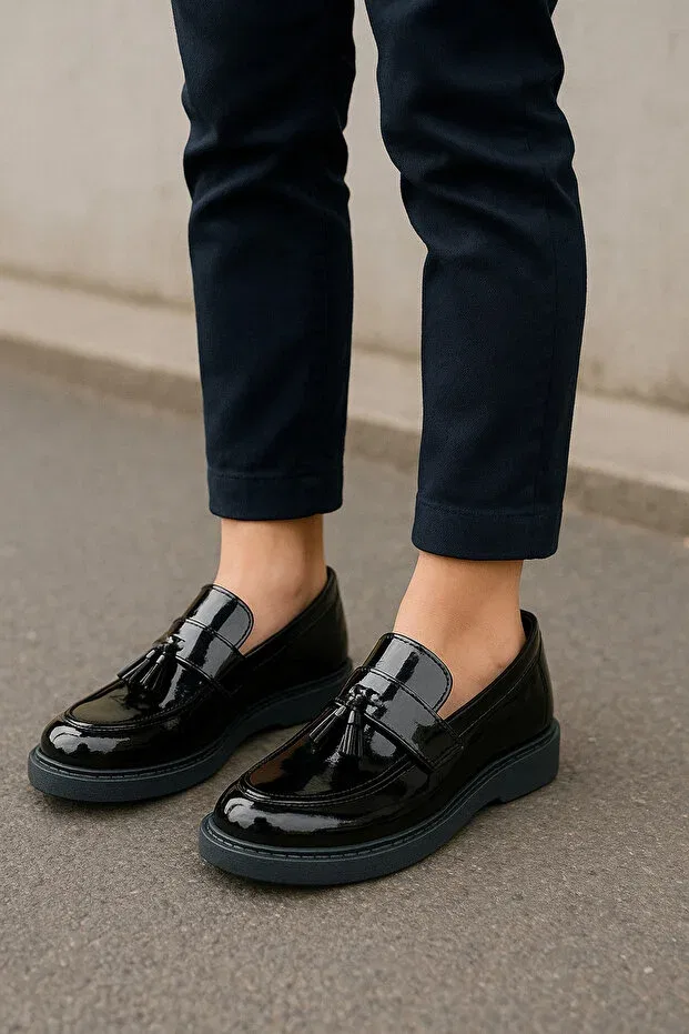 Детские туфли для мальчиков с замшевой отделкой Jojo Kids, Black Patent Leather — фото 2