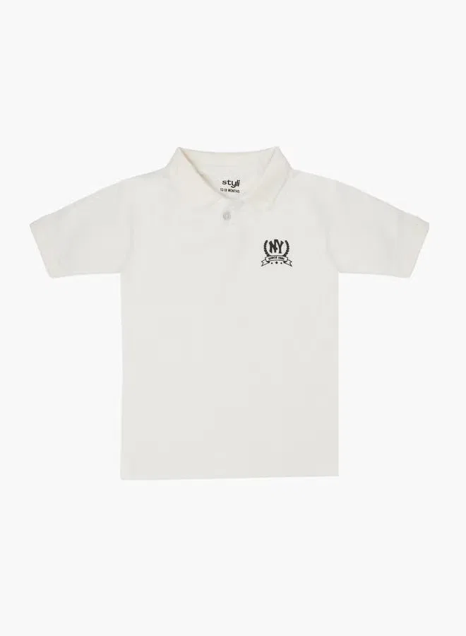 Styli Футболка поло с принтом NY для мальчика, off white