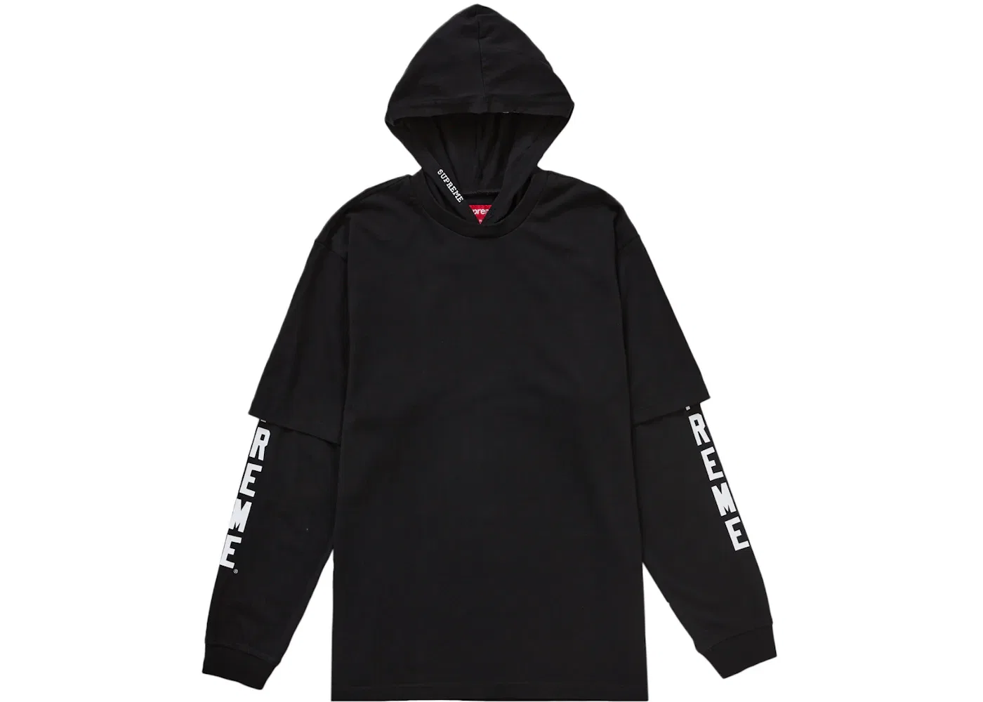 Мужская футболка Supreme Layered Hooded L/S Top (SS24), Black