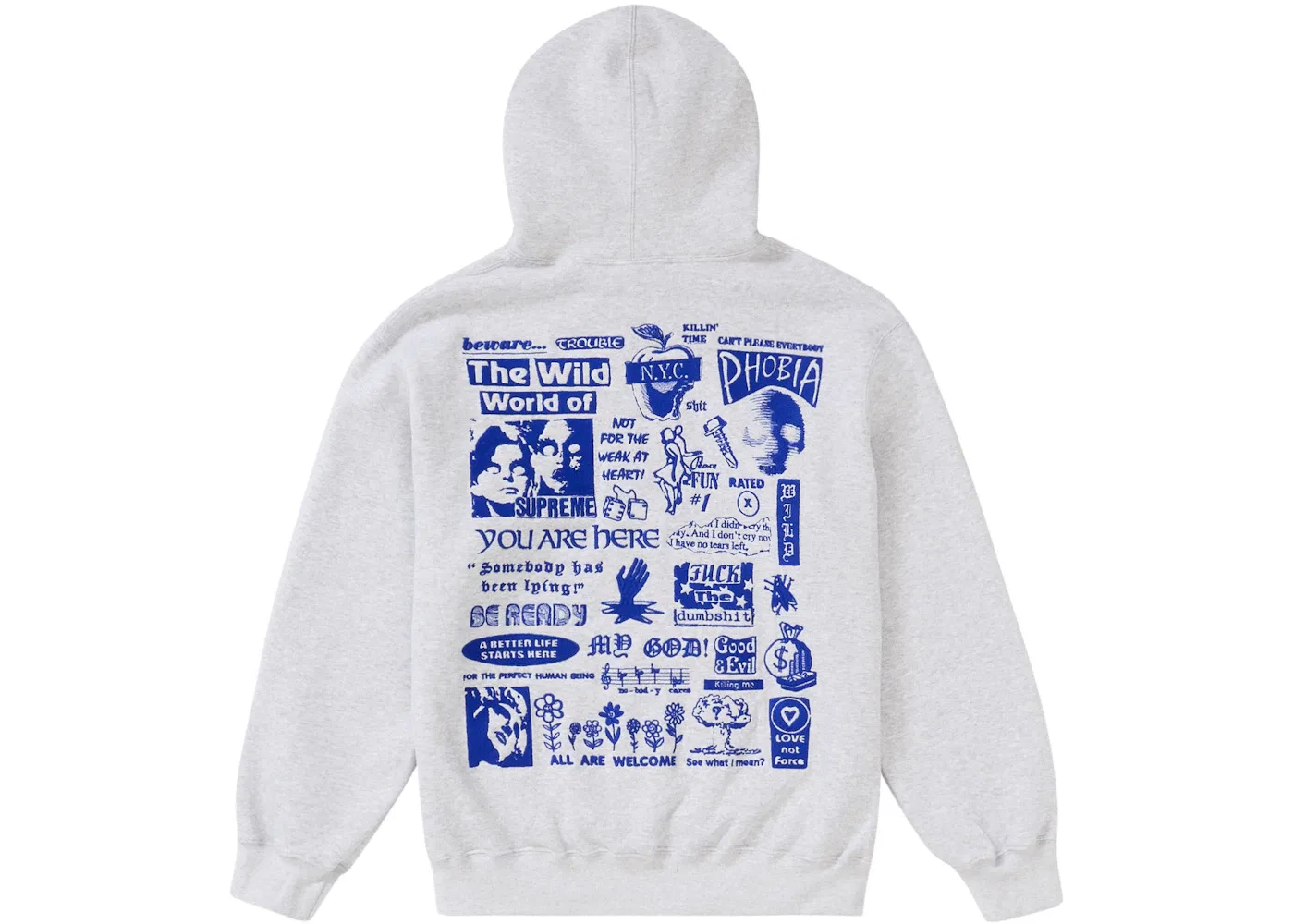 Мужская худи с вышивкой Supreme Ash Grey
