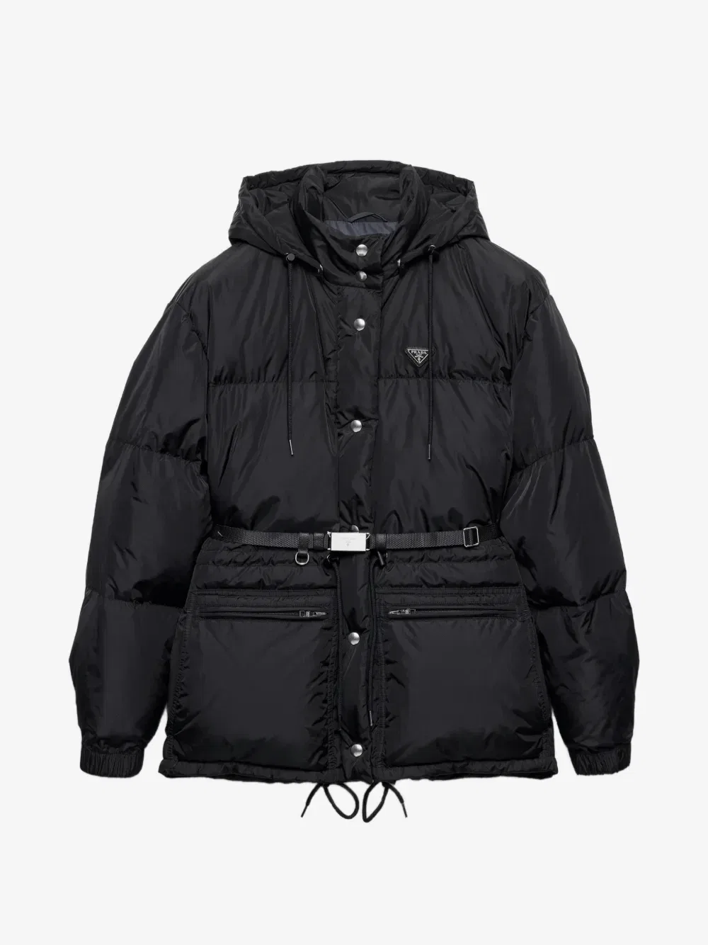 Пуховик Re-Nylon с капюшоном Prada, черный