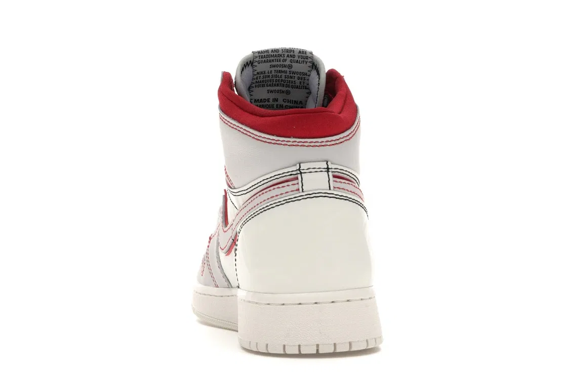 Детские кроссовки с кожаным верхом Jordan 1 Retro High, Sail/Black-Phantom-Gym Red-University Red — фото 4