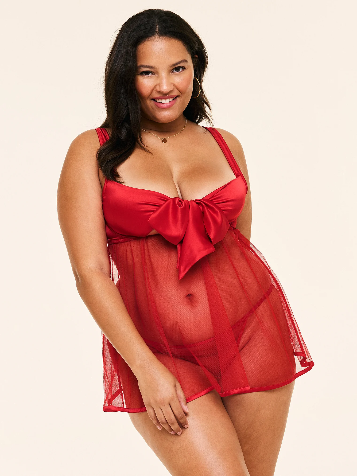 Комплект белья Victoria's Secret Adore Me Bessima Babydoll, красный — фото 4