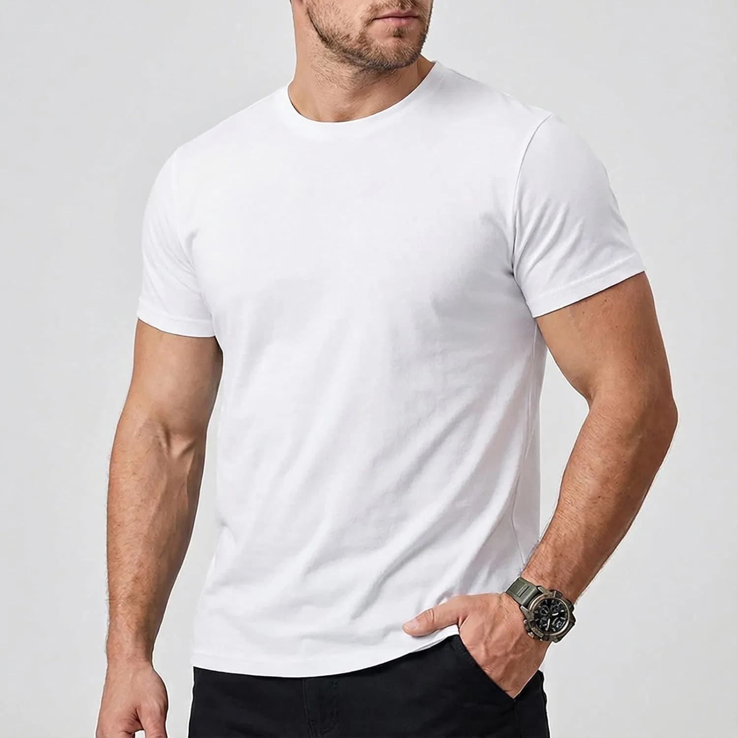 Мужская футболка из хлопка с коротким рукавом Dry Fit, White — фото 2