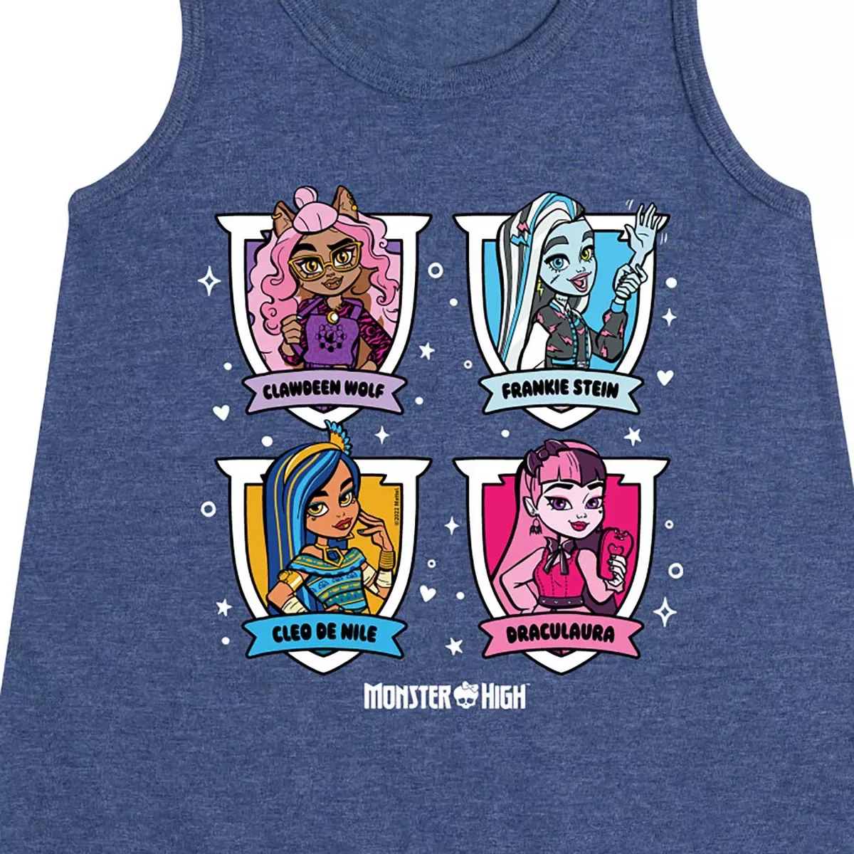 Детское платье-трапеция без рукавов с принтом Monster High Character Grid Monster High, Heather Navy — фото 2