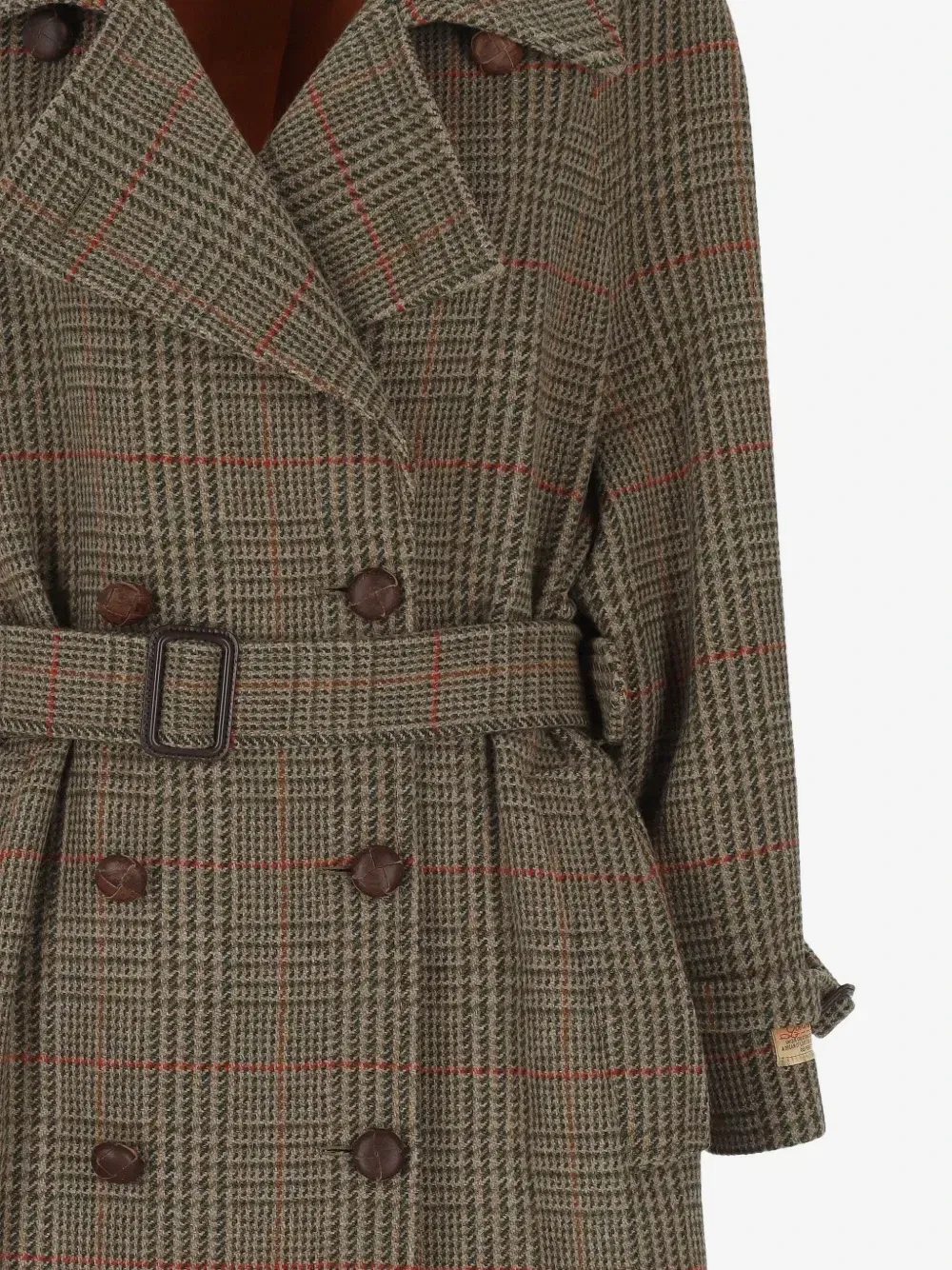 Двубортное шерстяное пальто в клетку GOLDEN GOOSE, коричневый — фото 3