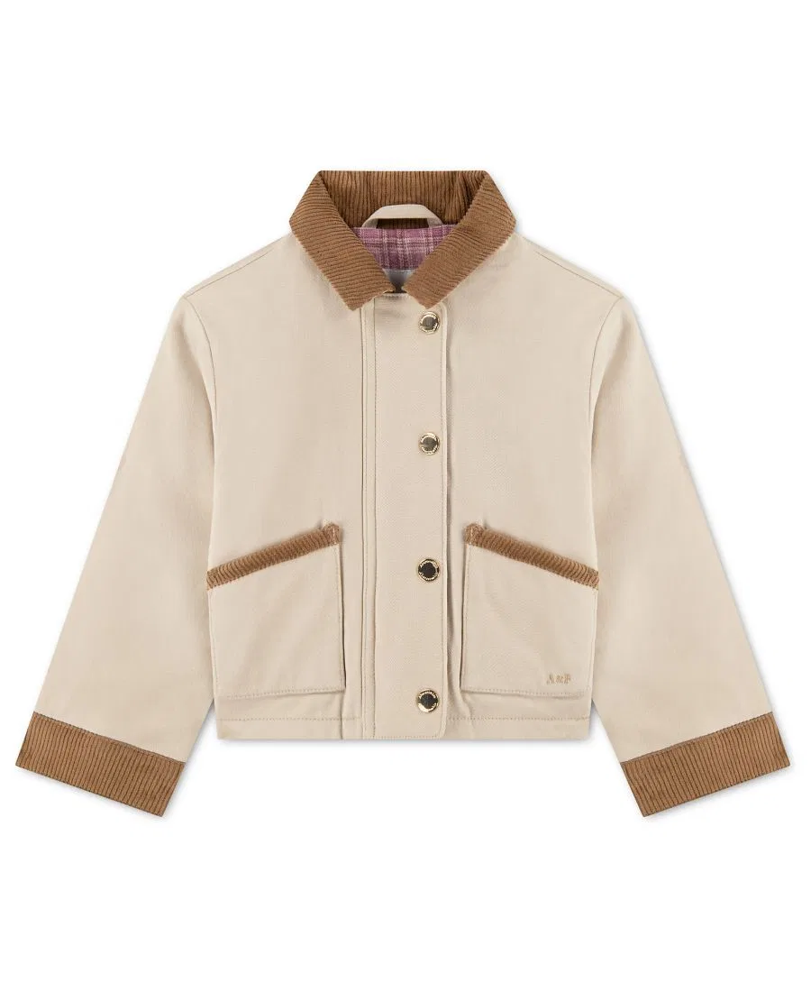 Детское пальто на подкладке с воротником-стойкой, с длинным рукавом abercrombie kids, New Oyster Gray