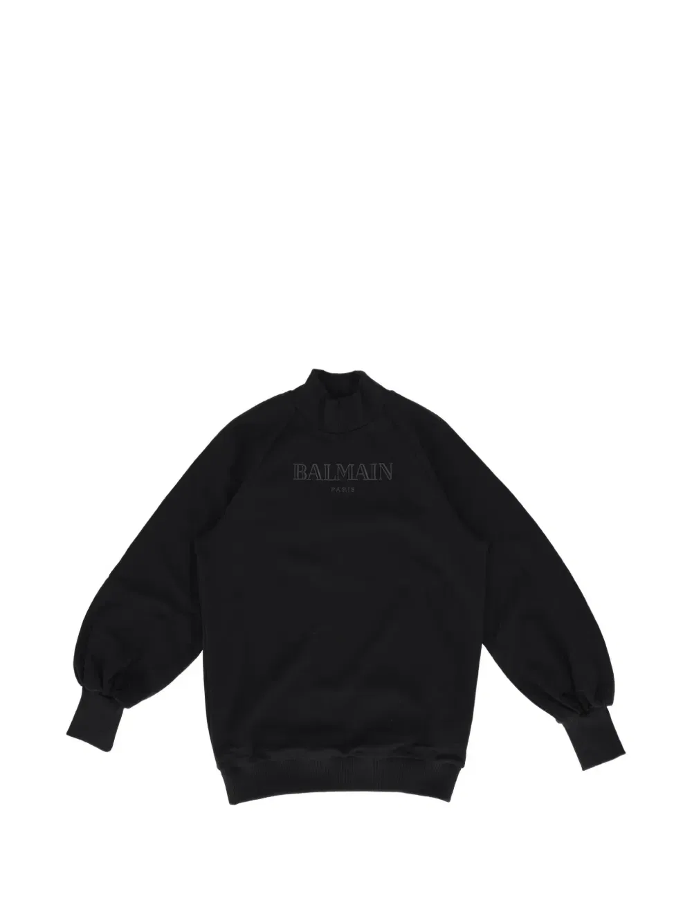 Свитшот с высоким воротом и вышитым логотипом Balmain Kids, черный